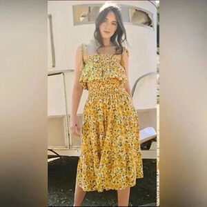 &merci Vibrant Floral Print Tiered‎ Adjustable Tassels Ties Sz S